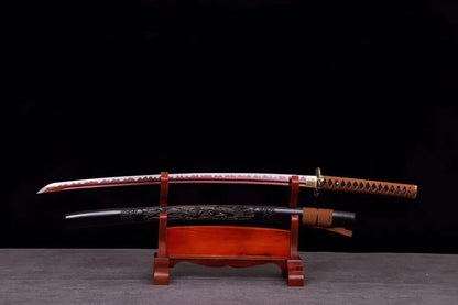 Katana-Japonais-Dragon-Phoenix-Acier-Ressort