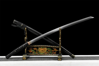 Katana-Rurouni-Kenshin-Noir-Acier-T10-Hamon-Veritable