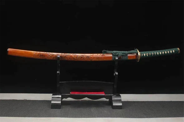Saya-Katana-Dragon-Sculpte-Acier-T10-Hamon-Veritable