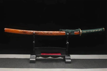 Saya-Katana-Dragon-Sculpte-Acier-T10-Hamon-Veritable
