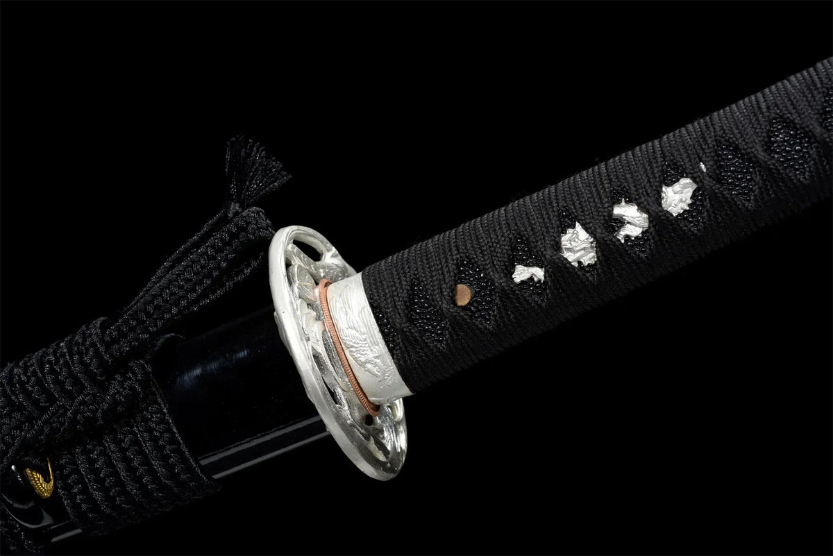 Tsuba-Katana-Prunier-Acier-T10-Hamon-Veritable